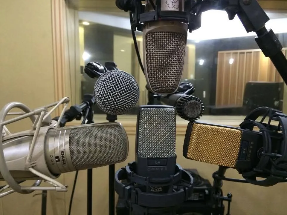 Conjunto de microfones condensadores de estúdio
